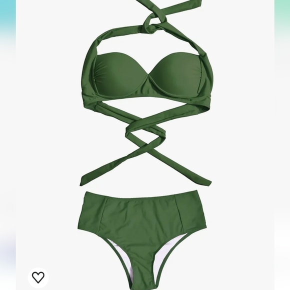 HolaDream Halter Push Up Bikini in Army Green Size XL - Picture 2 of 12